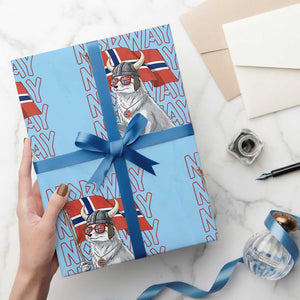 Norwegian Forest Cat Norway Flag Norge Pride Wrapping Paper Roll TS14 Light Blue Print Your Wear