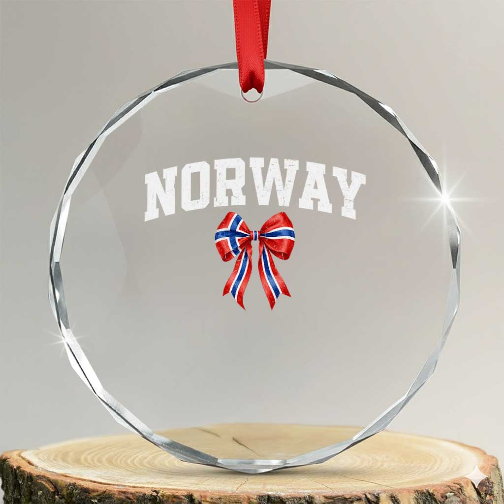 Norwegian Girl Coquette Bow Crystal Glass Ornament Norway Flag Pride Gift TS12 Transparent Glass 3'' Circle Print Your Wear