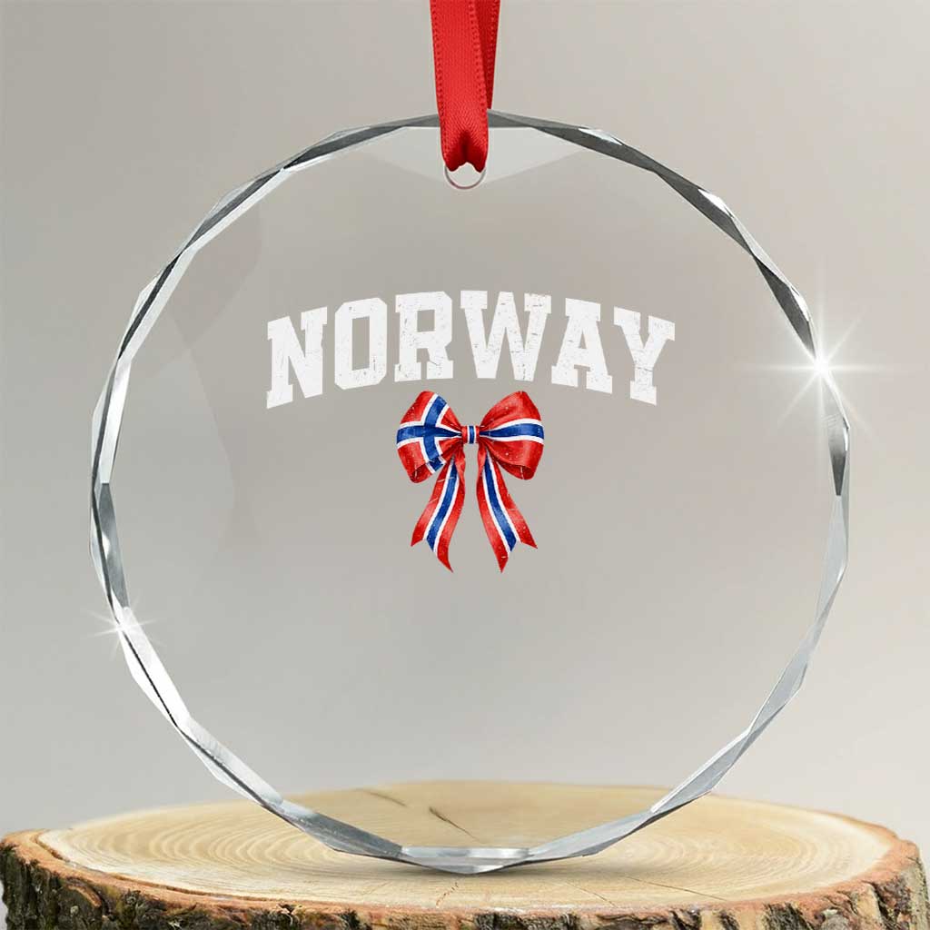 Norwegian Girl Coquette Bow Crystal Glass Ornament Norway Flag Pride Gift TS12 Transparent Glass 3'' Circle Print Your Wear