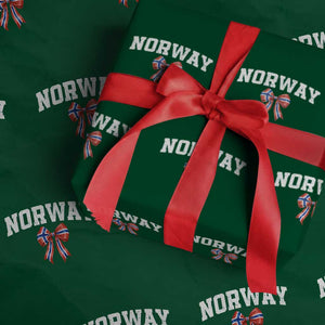 Norwegian Girl Coquette Bow Wrapping Paper Roll Norway Flag Pride Gift TS12 Green Print Your Wear
