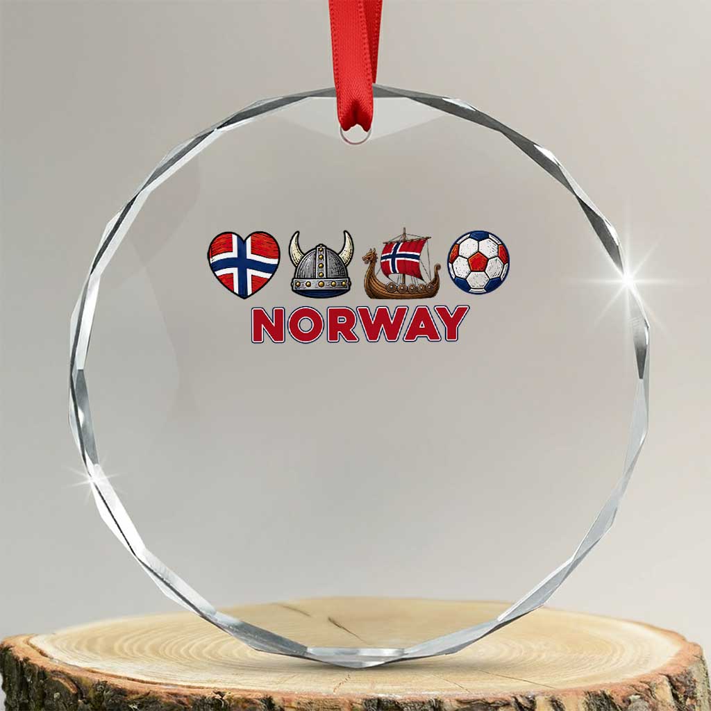 Norwegian Pride Crystal Glass Ornament Norway Soccer Football Supporter Gift TS12 Transparent Glass 3'' Circle Print Your Wear