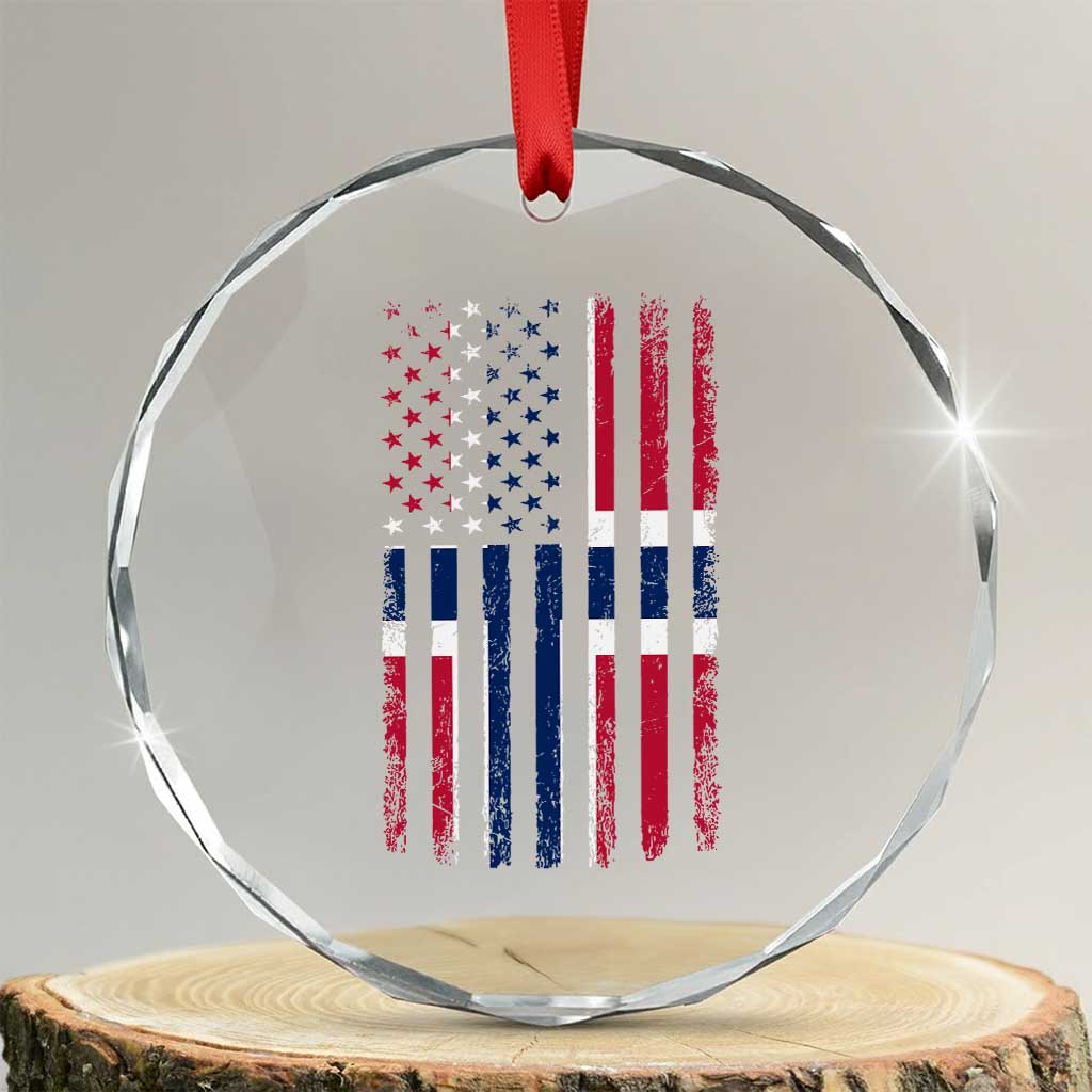 Norwegian Roots Half American Flag USA Norway Pride Crystal Glass Ornament TS14 Transparent Glass 3'' Circle Print Your Wear