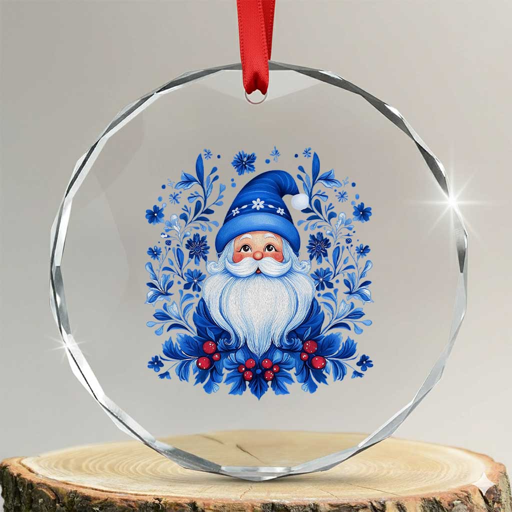 Norwegian Xmas Scandinavian Yule Santa Folk Art Winter Solstice Crystal Glass Ornament TS11 Transparent Glass 3'' Circle Print Your Wear