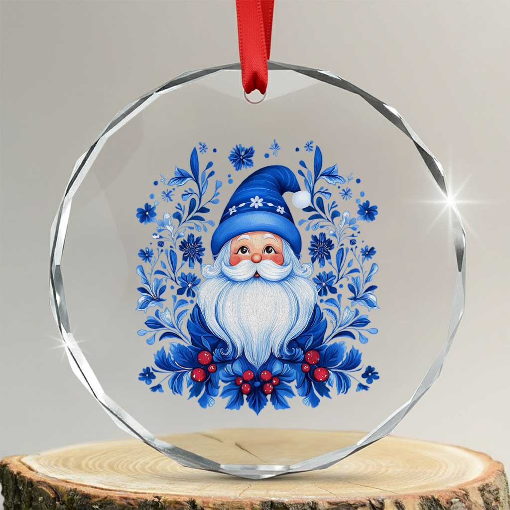 Norwegian Xmas Scandinavian Yule Santa Folk Art Winter Solstice Crystal Glass Ornament TS11 Transparent Glass 3'' Circle Print Your Wear