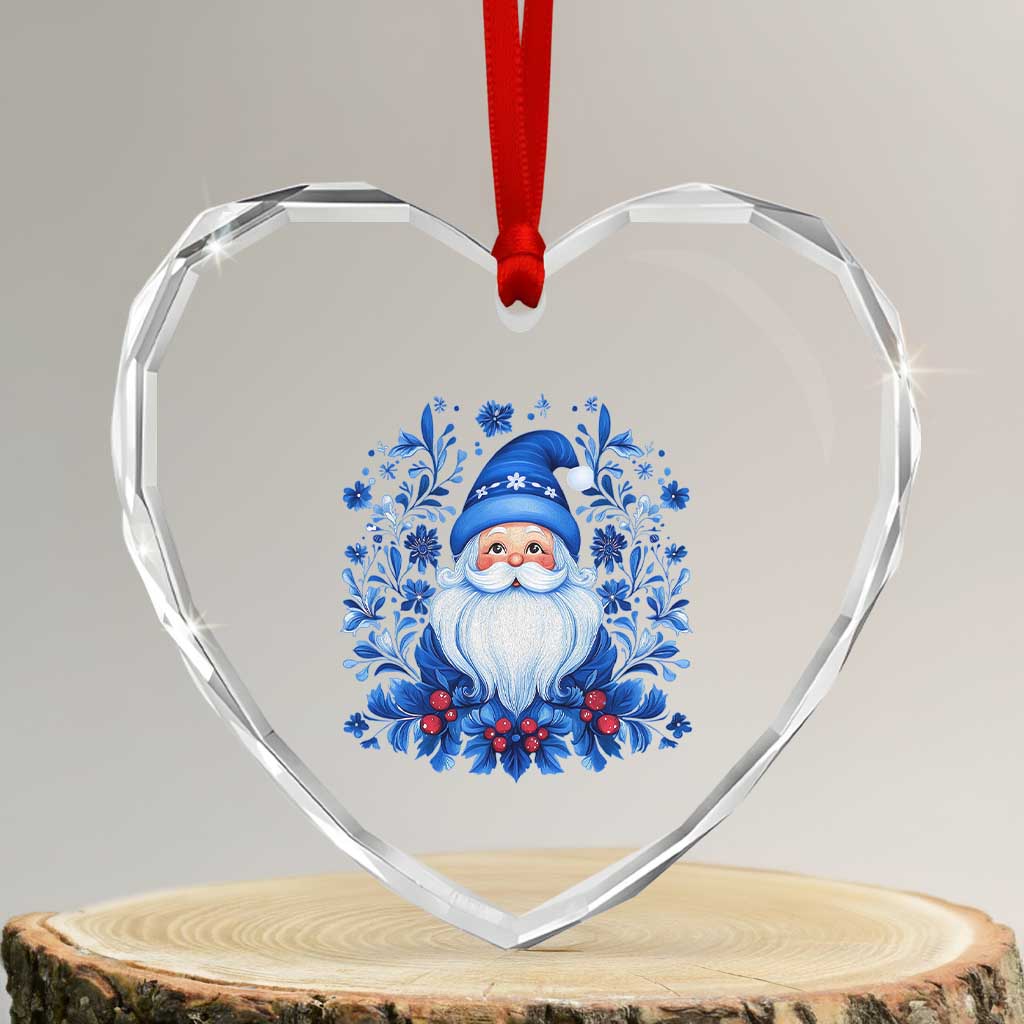 Norwegian Xmas Scandinavian Yule Santa Folk Art Winter Solstice Heart Crystal Glass Ornament TS11 Transparent Glass 3'' Heart Print Your Wear