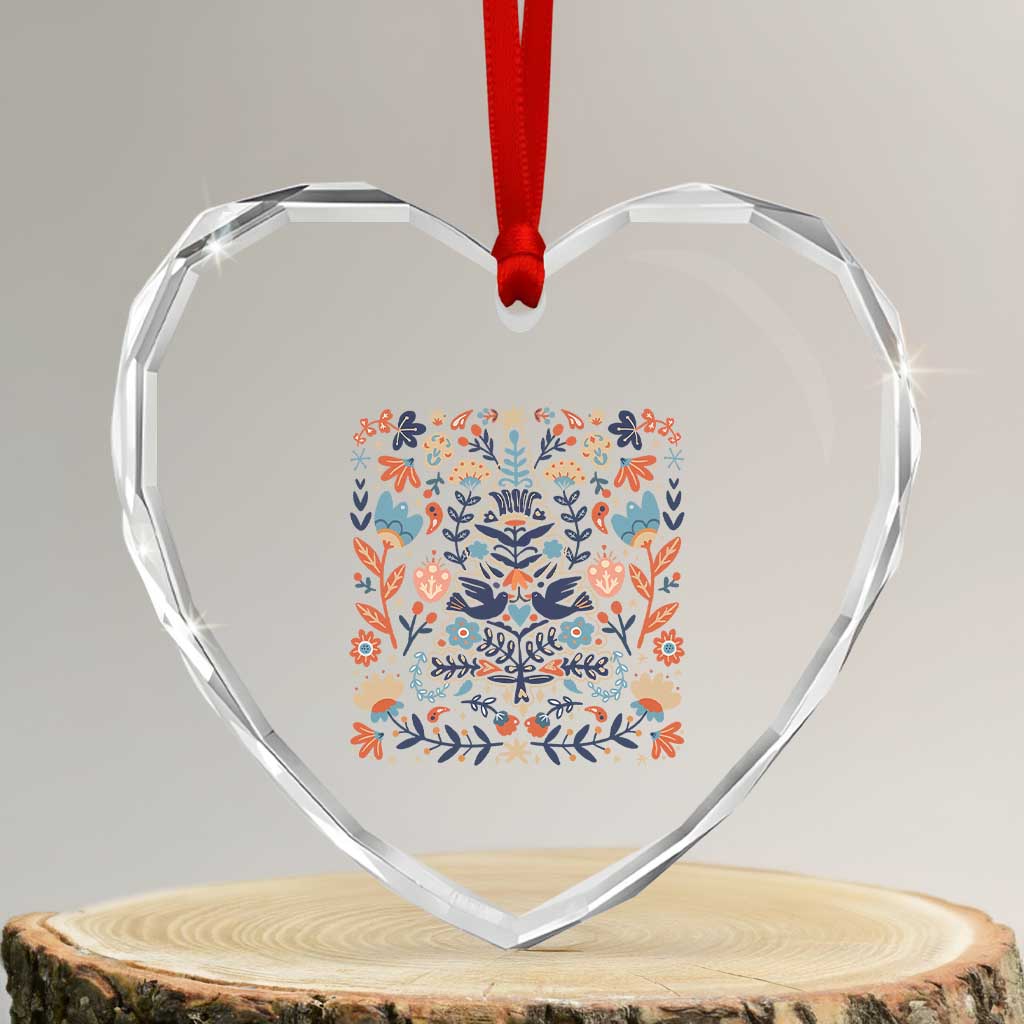 Norwegian Xmas Scandinavian Yule Xmas Tree Folk Art Winter Solstice Heart Crystal Glass Ornament TS11 Transparent Glass 3'' Heart Print Your Wear