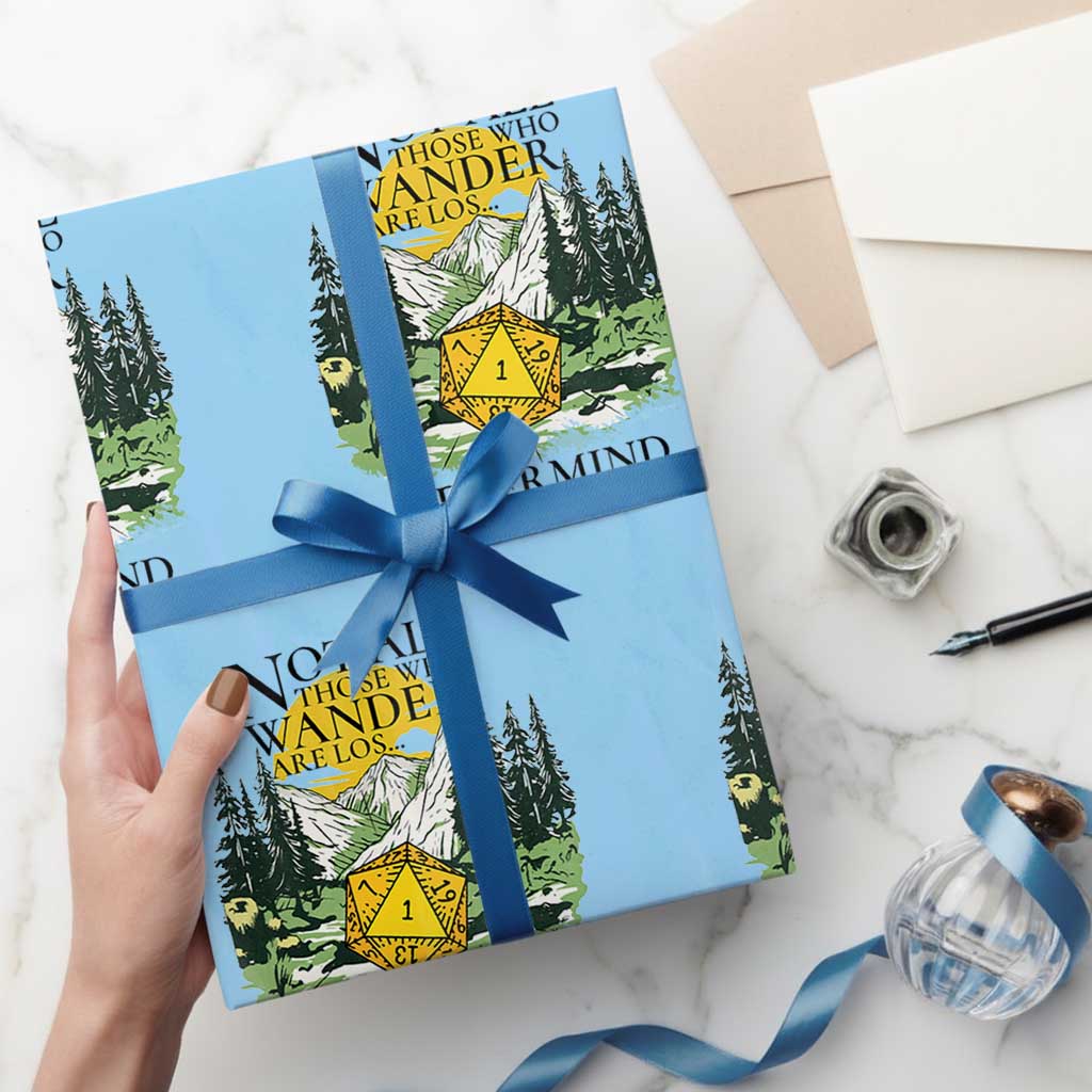 Not All Those Who Wander Are Lost RPG Gamers Wrapping Paper Roll Funny Dice Nevermind Adventurers TS02 Light Blue Print Your Wear