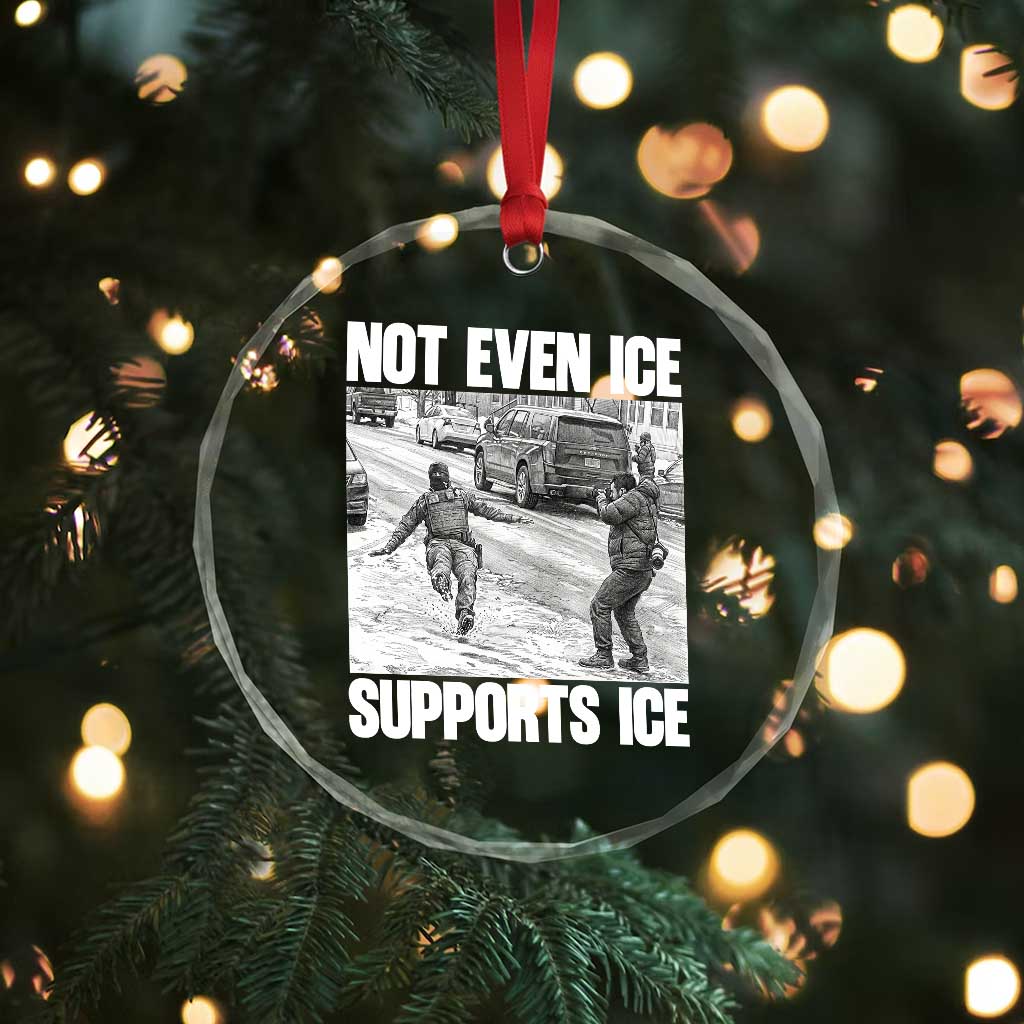 Not Even Ice Supports Ice Crystal Glass Ornament Viral Political Ice Slipping Captured Meme Against Ice TS02 Print Your Wear