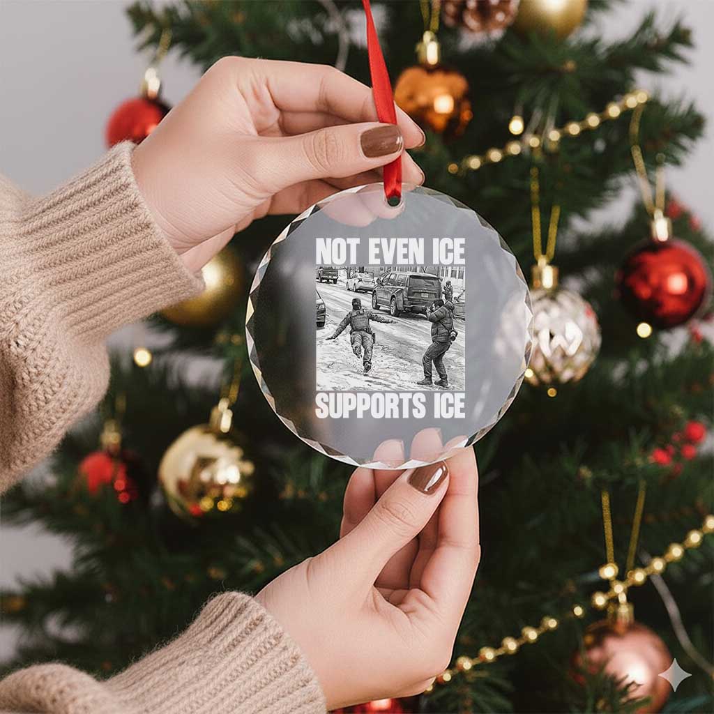Not Even Ice Supports Ice Crystal Glass Ornament Viral Political Ice Slipping Captured Meme Against Ice TS02 Print Your Wear