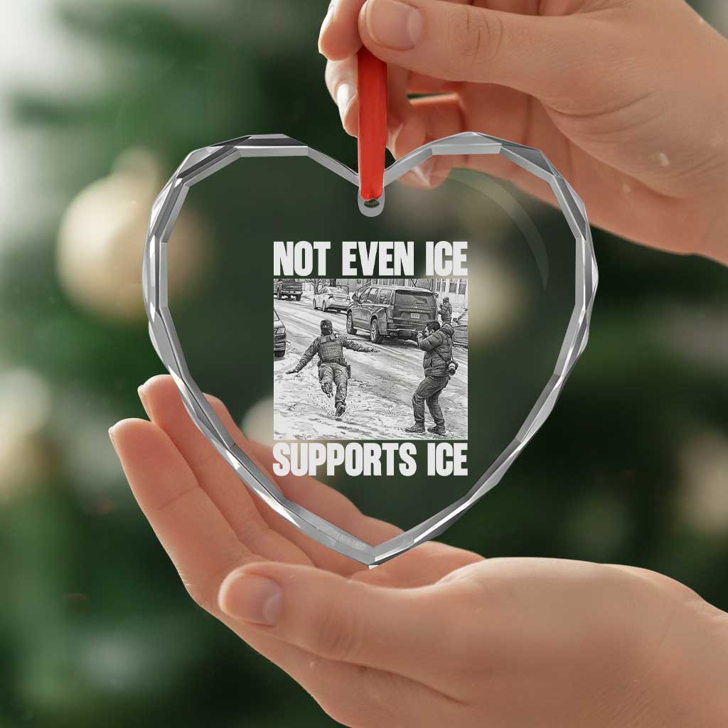 Not Even Ice Supports Ice Heart Crystal Glass Ornament Viral Political Ice Slipping Captured Meme Against Ice TS02 Print Your Wear