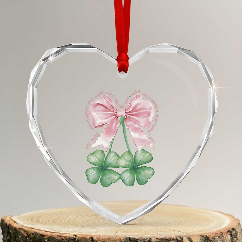 Not Lucky Just Blessed Heart Crystal Glass Ornament Blessed Christian Shamrocks St Patricks Day Coquette TS11 Transparent Glass 3'' Heart Print Your Wear