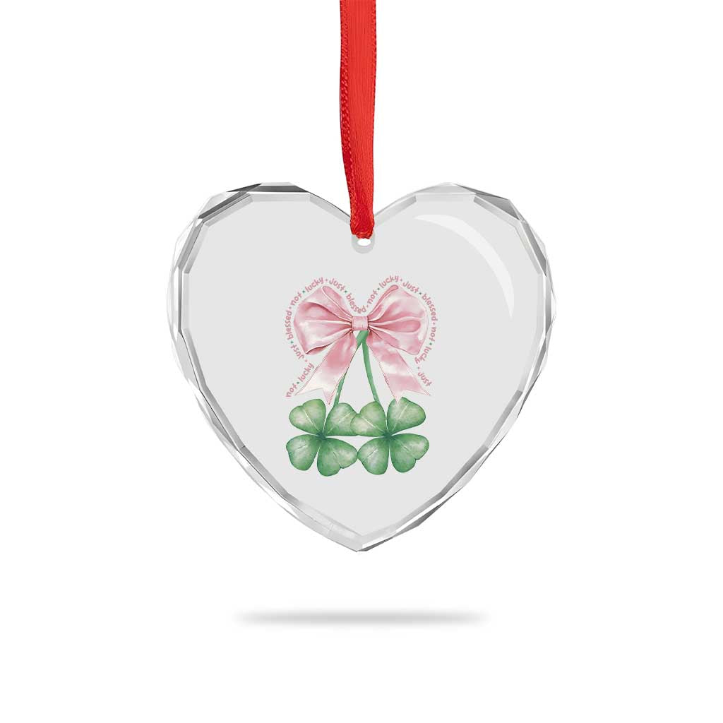 Not Lucky Just Blessed Heart Crystal Glass Ornament Blessed Christian Shamrocks St Patricks Day Coquette TS11 Print Your Wear
