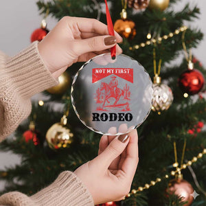 Not My First Rodeo Vintage Cowboy Graphic Crystal Glass Ornament Retro Western Desert Scene with Horse and Cactus TS02 Print Your Wear