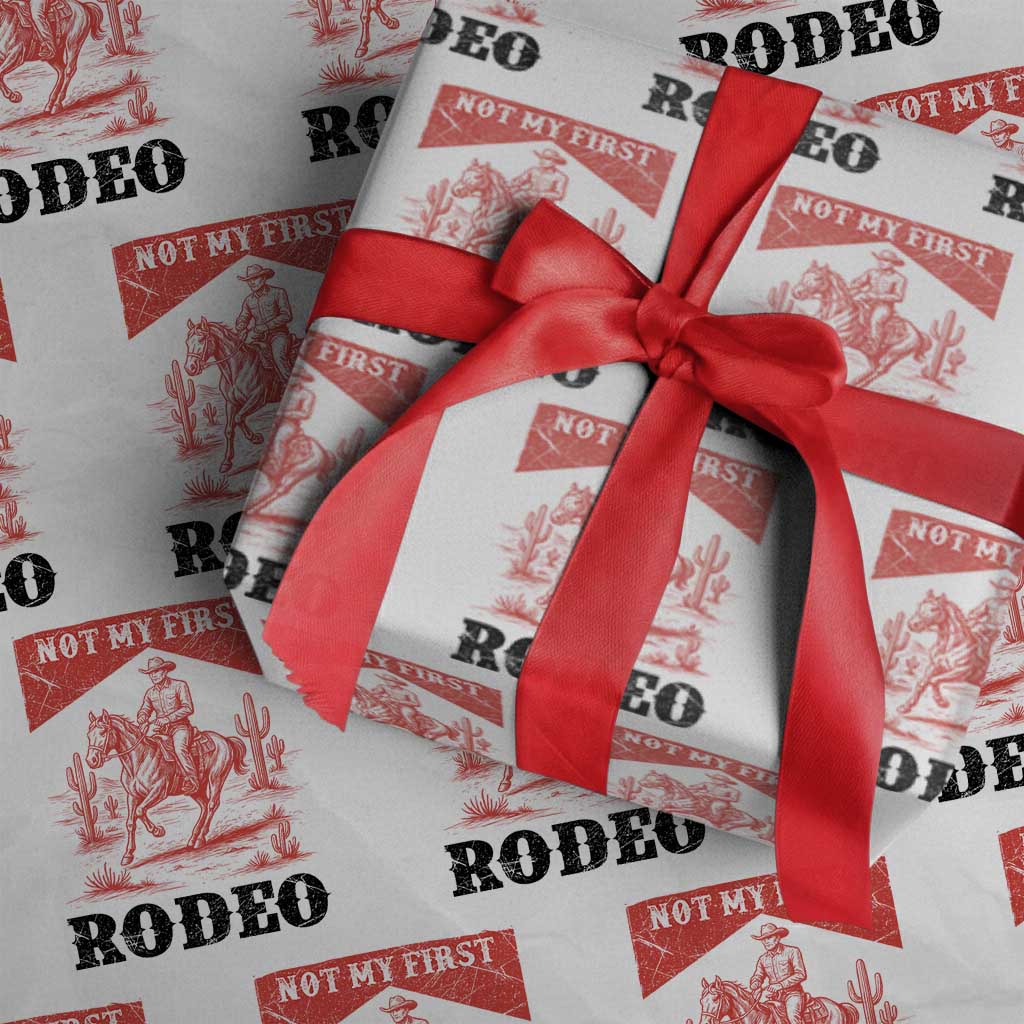 Not My First Rodeo Vintage Cowboy Graphic Wrapping Paper Roll Retro Western Desert Scene with Horse and Cactus TS02 White Print Your Wear