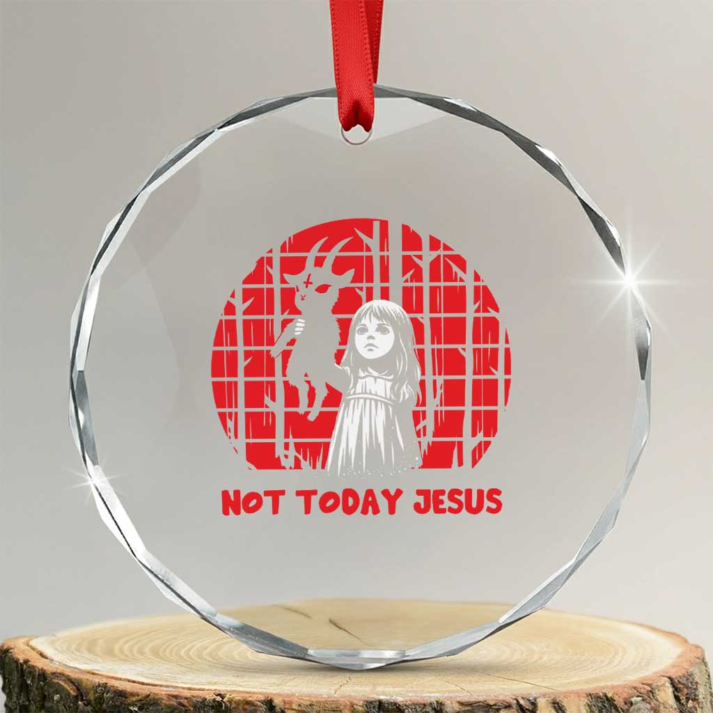 Not Today Jesus Crystal Glass Ornament Gothic Dark Art Pastel Goth Creepy Graphic TS12 Transparent Glass 3'' Circle Print Your Wear