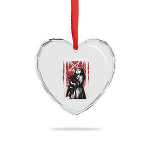 Not Today Jesus Gothic Dark Art Creepy Halloween Heart Crystal Glass Ornament