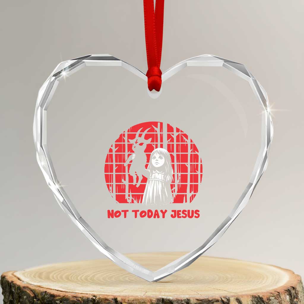 Not Today Jesus Heart Crystal Glass Ornament Gothic Dark Art Pastel Goth Creepy Graphic TS12 Transparent Glass 3'' Heart Print Your Wear