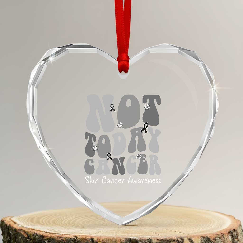 Not Today Melanoma Warrior Skeleton Cancer Fighter Heart Crystal Glass Ornament TS12 Transparent Glass 3'' Heart Print Your Wear
