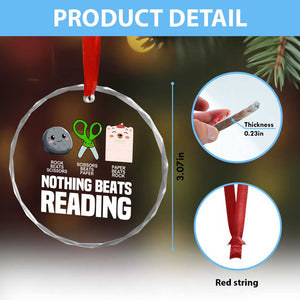 Nothing Beats Reading Crystal Glass Ornament Rock Paper Scissors Read Book Lovers TS02 Print Your Wear