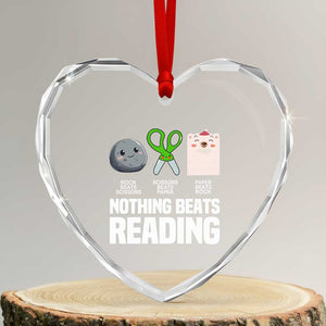 Nothing Beats Reading Heart Crystal Glass Ornament Rock Paper Scissors Read Book Lovers TS02 Transparent Glass 3'' Heart Print Your Wear