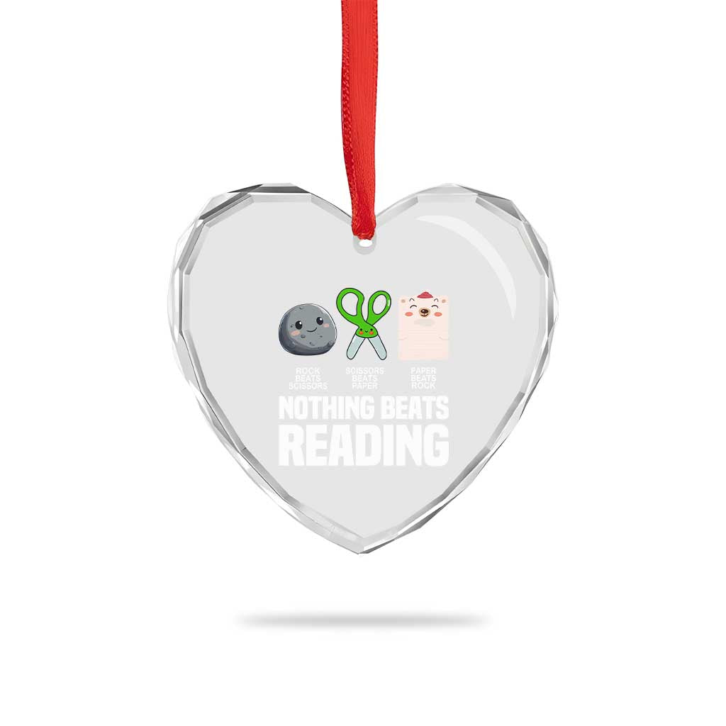 Nothing Beats Reading Heart Crystal Glass Ornament Rock Paper Scissors Read Book Lovers TS02 Print Your Wear