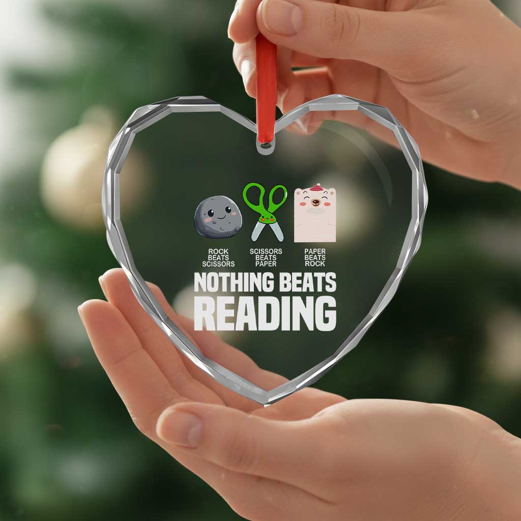 Nothing Beats Reading Heart Crystal Glass Ornament Rock Paper Scissors Read Book Lovers TS02 Print Your Wear