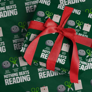 Nothing Beats Reading Wrapping Paper Roll Rock Paper Scissors Read Book Lovers TS02 Green Print Your Wear