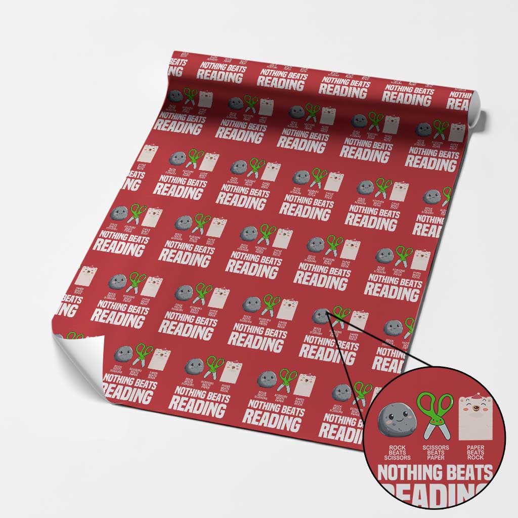 Nothing Beats Reading Wrapping Paper Roll Rock Paper Scissors Read Book Lovers TS02 Red Print Your Wear