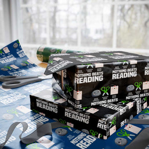Nothing Beats Reading Wrapping Paper Roll Rock Paper Scissors Read Book Lovers TS02 Black Print Your Wear