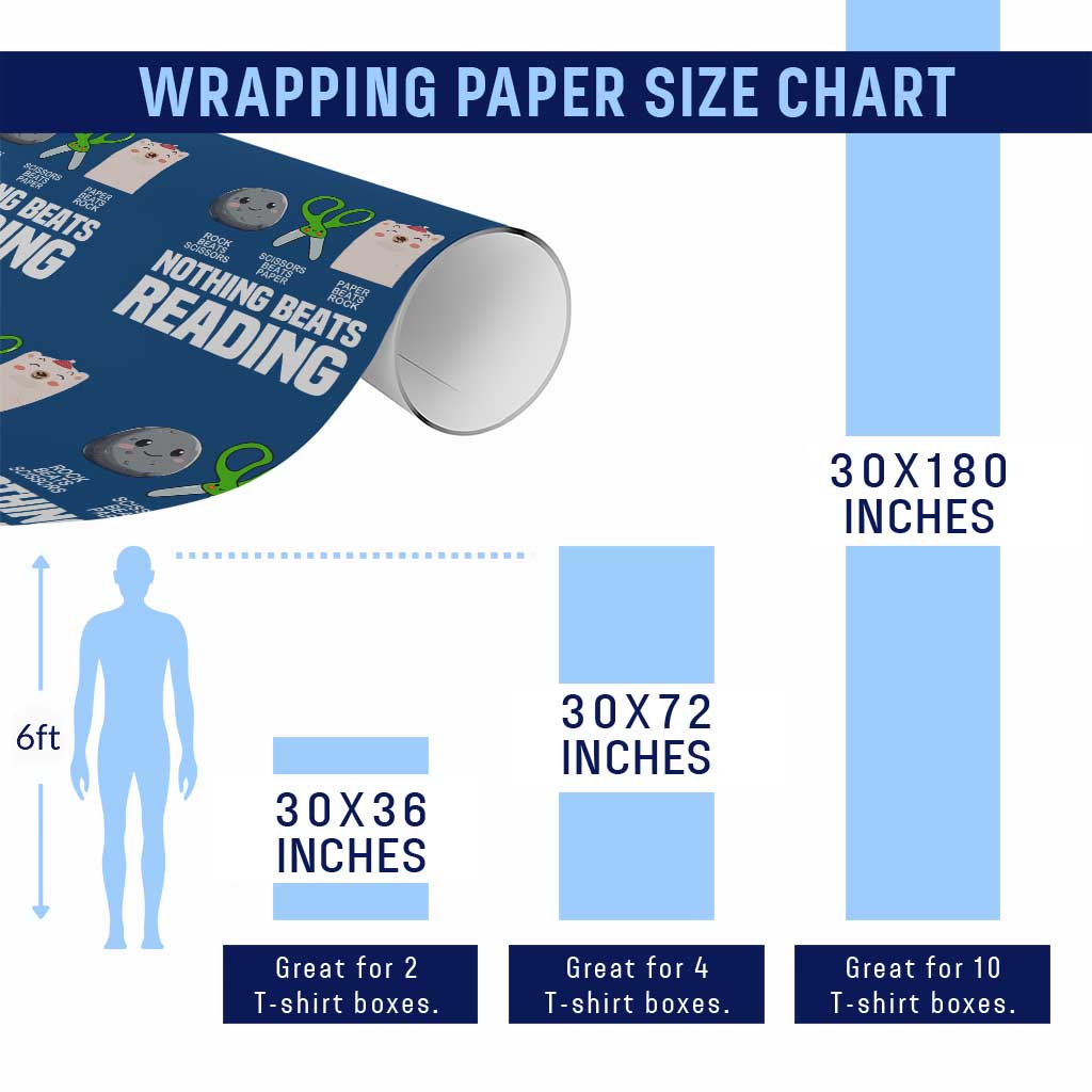 Nothing Beats Reading Wrapping Paper Roll Rock Paper Scissors Read Book Lovers TS02 Print Your Wear