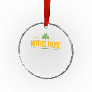 Notre Dame Crystal Glass Ornament Vintage Varsity Sports IN State Gold Shamrock