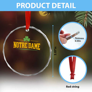 Notre Dame Crystal Glass Ornament Vintage Varsity Sports IN State Gold Shamrock