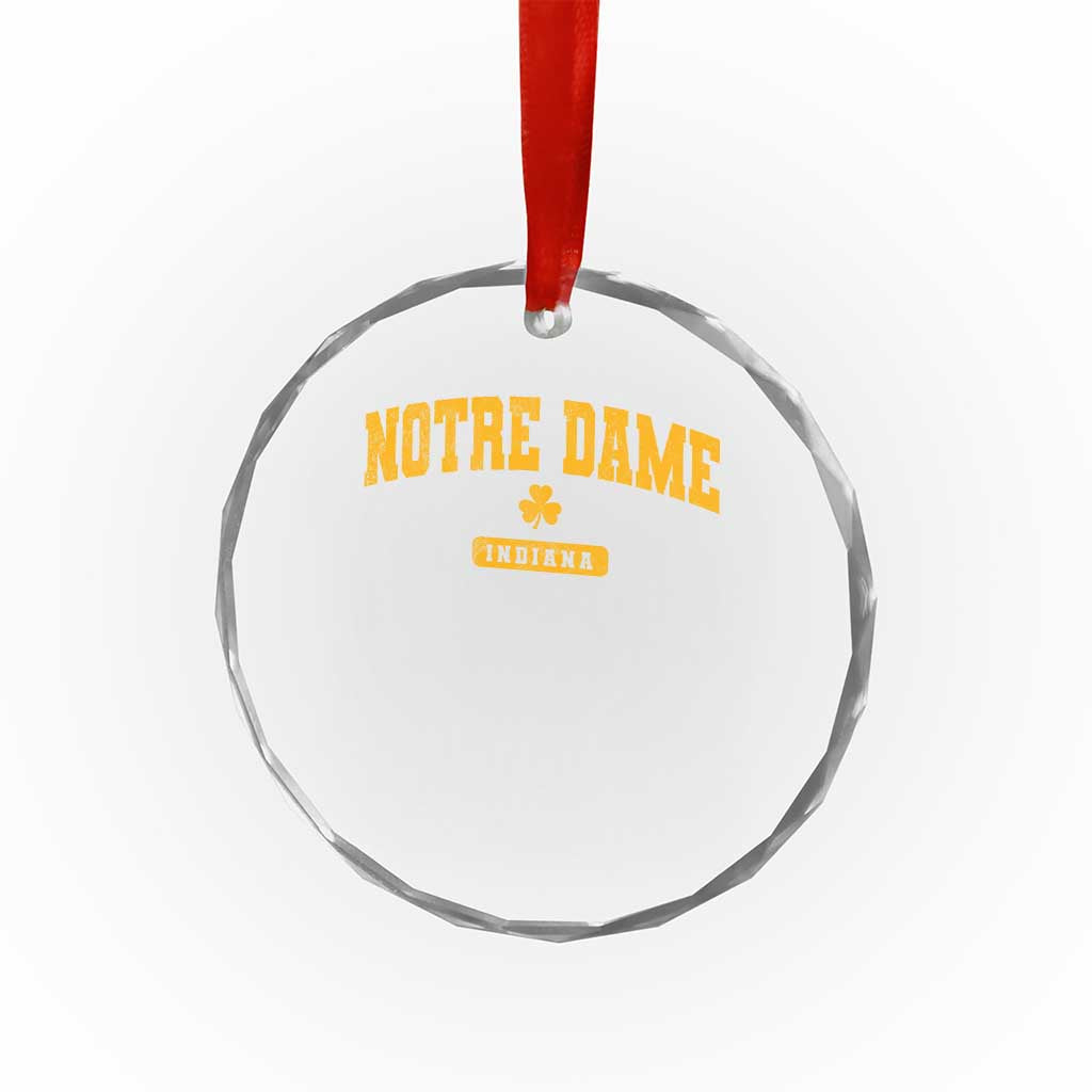 Notre Dame Indiana Crystal Glass Ornament Vintage Varsity Sports IN State Gold Shamrock