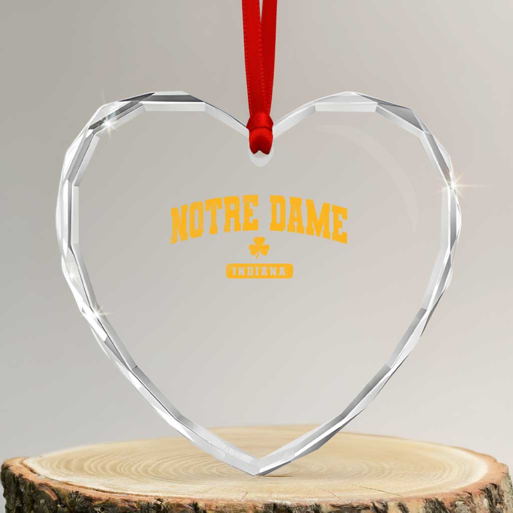 Notre Dame Indiana Heart Crystal Glass Ornament Vintage Varsity Sports IN State Gold Shamrock TS11 Transparent Glass 3'' Heart Print Your Wear