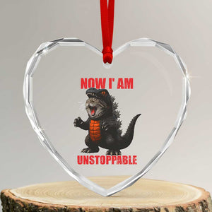 Now I Am Unstoppable Heart Crystal Glass Ornament Funny Cat Japanese Anime Kawaii TS14 Transparent Glass 3'' Heart Print Your Wear