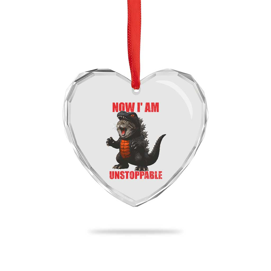 Now I Am Unstoppable Heart Crystal Glass Ornament Funny Cat Japanese Anime Kawaii TS14 Print Your Wear
