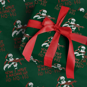 Now I Have A Machine Gun Wrapping Paper Roll Funny Retro Christmas 90s Movie Santa Gun Lovers TS10 Green Print Your Wear