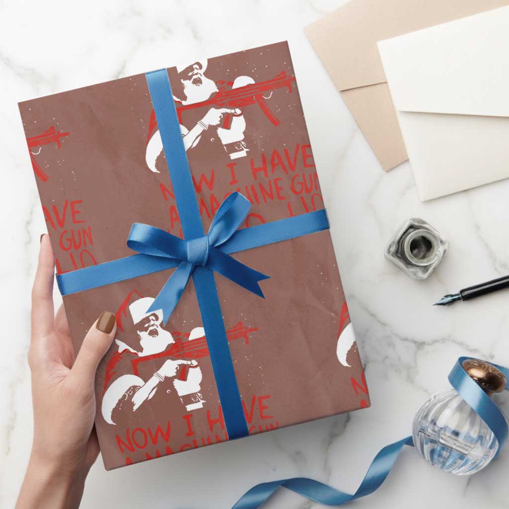 Now I Have A Machine Gun Wrapping Paper Roll Funny Retro Christmas 90s Movie Santa Gun Lovers TS10 Mocha Print Your Wear
