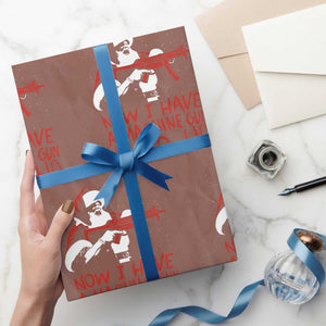 Now I Have A Machine Gun Wrapping Paper Roll Funny Retro Christmas 90s Movie Santa Gun Lovers TS10 Mocha Print Your Wear