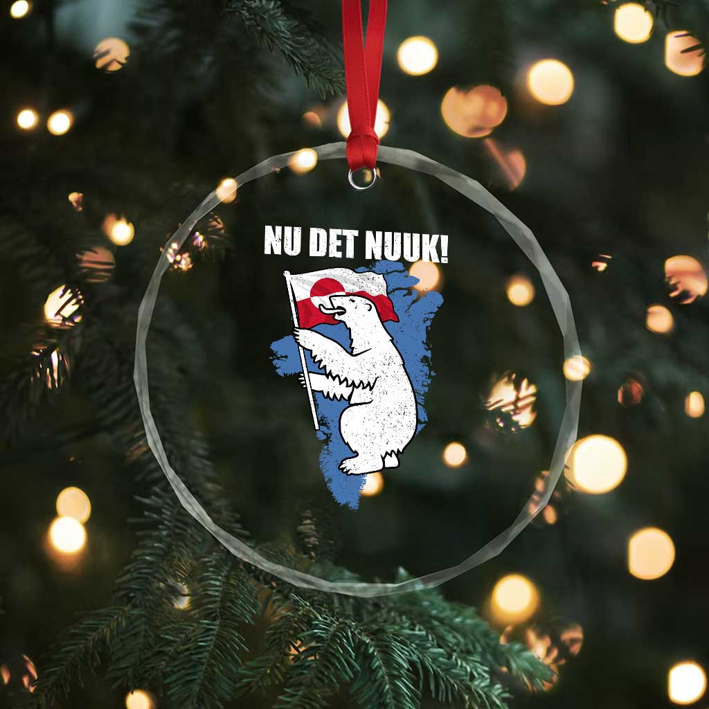 Nu Det Nuuk Nows Enough Crystal Glass Ornament Funny Saying Bear Greenlandic Flag TS11 Print Your Wear