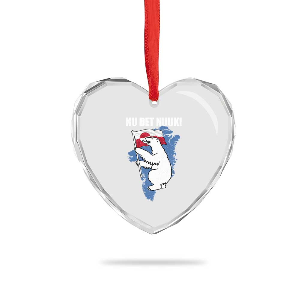 Nu Det Nuuk Nows Enough Heart Crystal Glass Ornament Funny Saying Bear Greenlandic Flag TS11 Print Your Wear