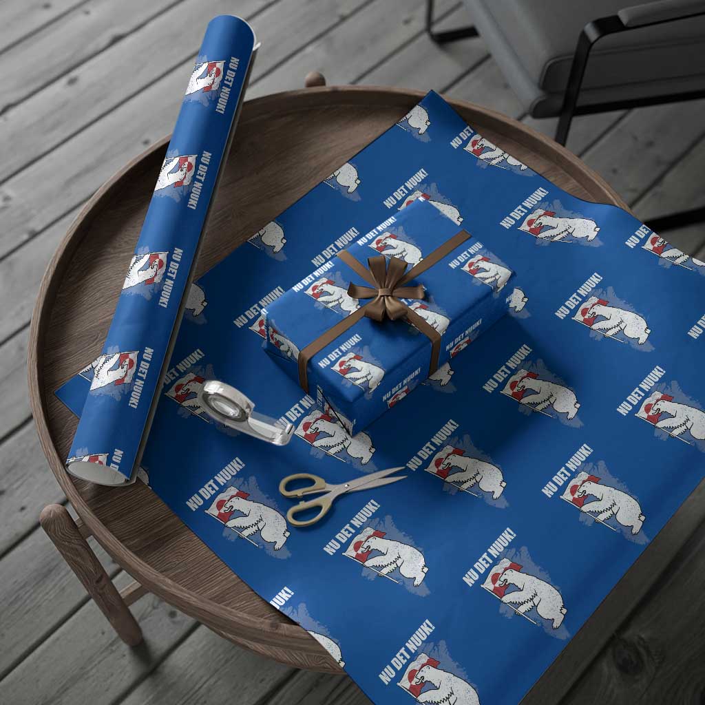 Nu Det Nuuk Nows Enough Wrapping Paper Roll Funny Saying Bear Greenlandic Flag TS11 Blue Print Your Wear