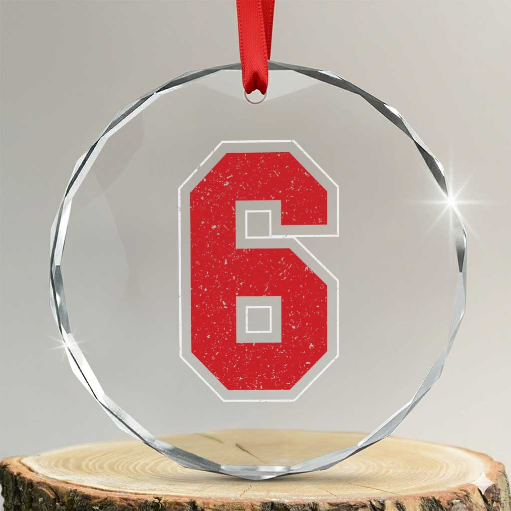 Number 6 Crystal Glass Ornament Fan Varsity Sports Team 67 Jersey Number TS11 Transparent Glass 3'' Circle Print Your Wear