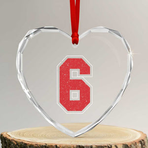 Number 6 Heart Crystal Glass Ornament Fan Varsity Sports Team 67 Jersey Number TS11 Transparent Glass 3'' Heart Print Your Wear
