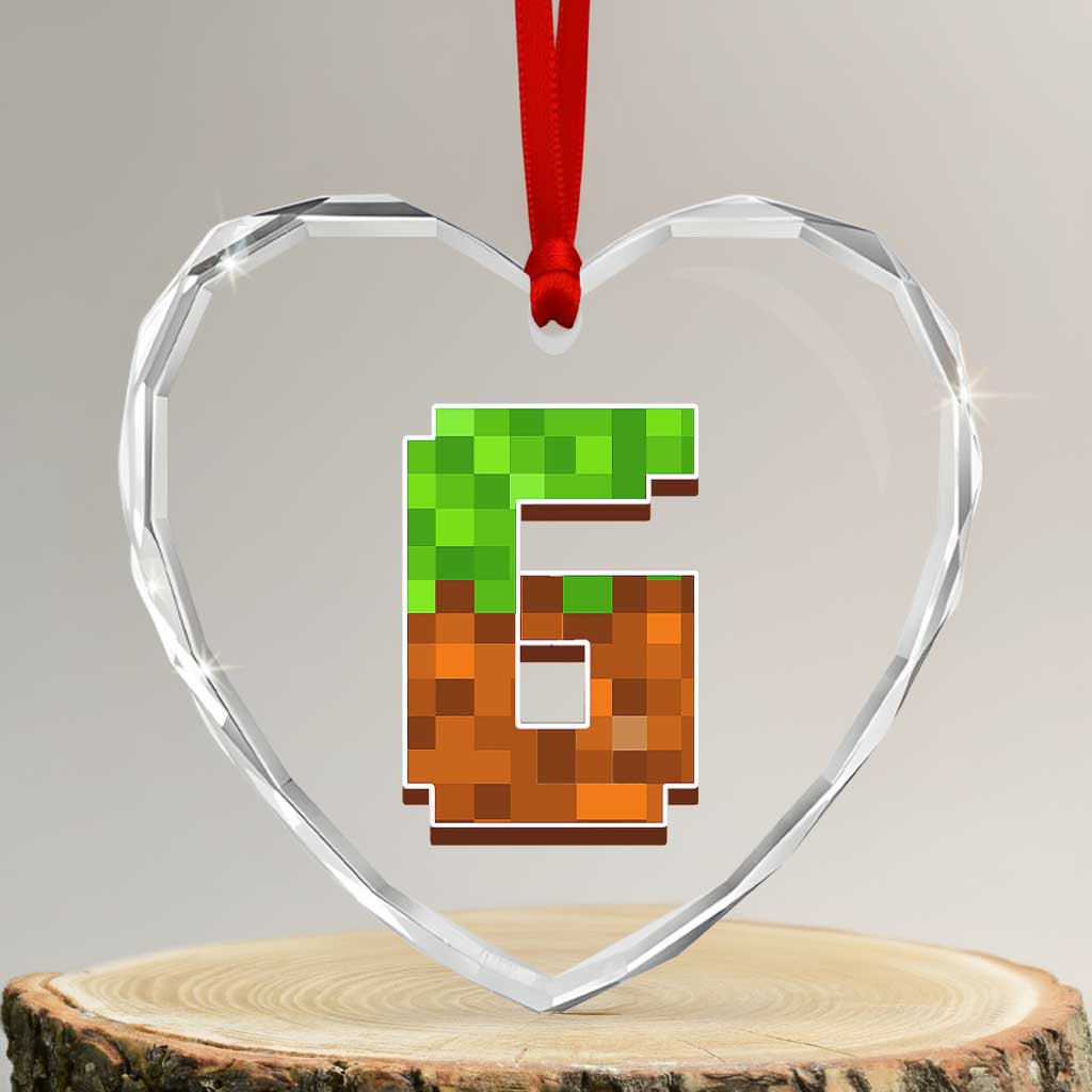Number 6 Heart Crystal Glass Ornament Game Matching 67 Meme Costume 6th Birthday 6 Years TS10 Transparent Glass 3'' Heart Print Your Wear