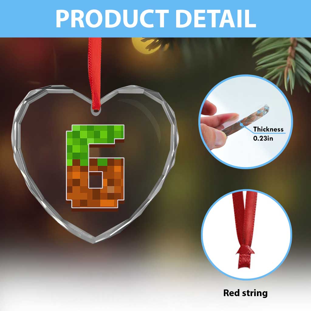 Number 6 Heart Crystal Glass Ornament Game Matching 67 Meme Costume 6th Birthday 6 Years TS10 Print Your Wear