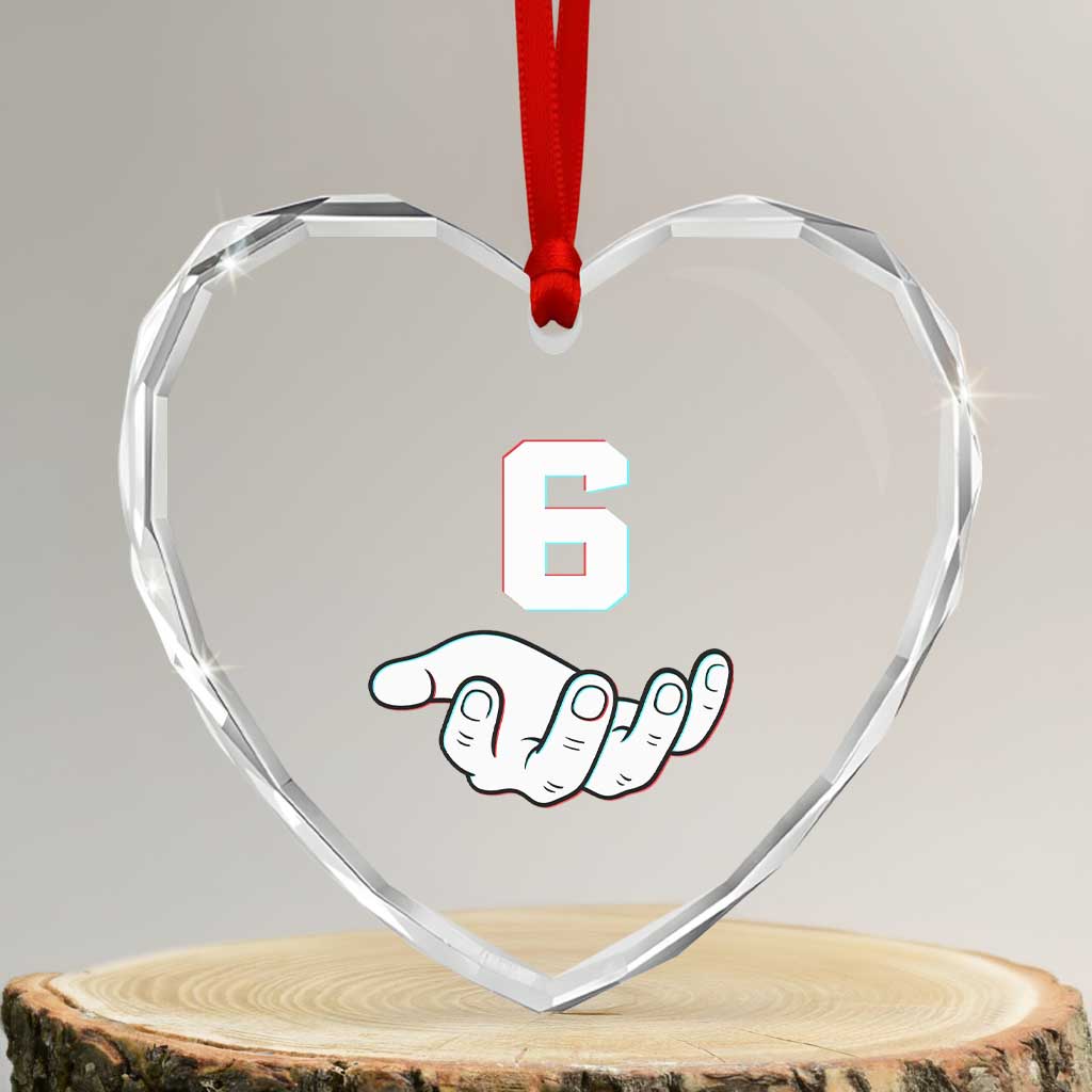 Number 6 Heart Crystal Glass Ornament Matching 67 Meme Costume 6th Birthday 6 Years TS10 Transparent Glass 3'' Heart Print Your Wear