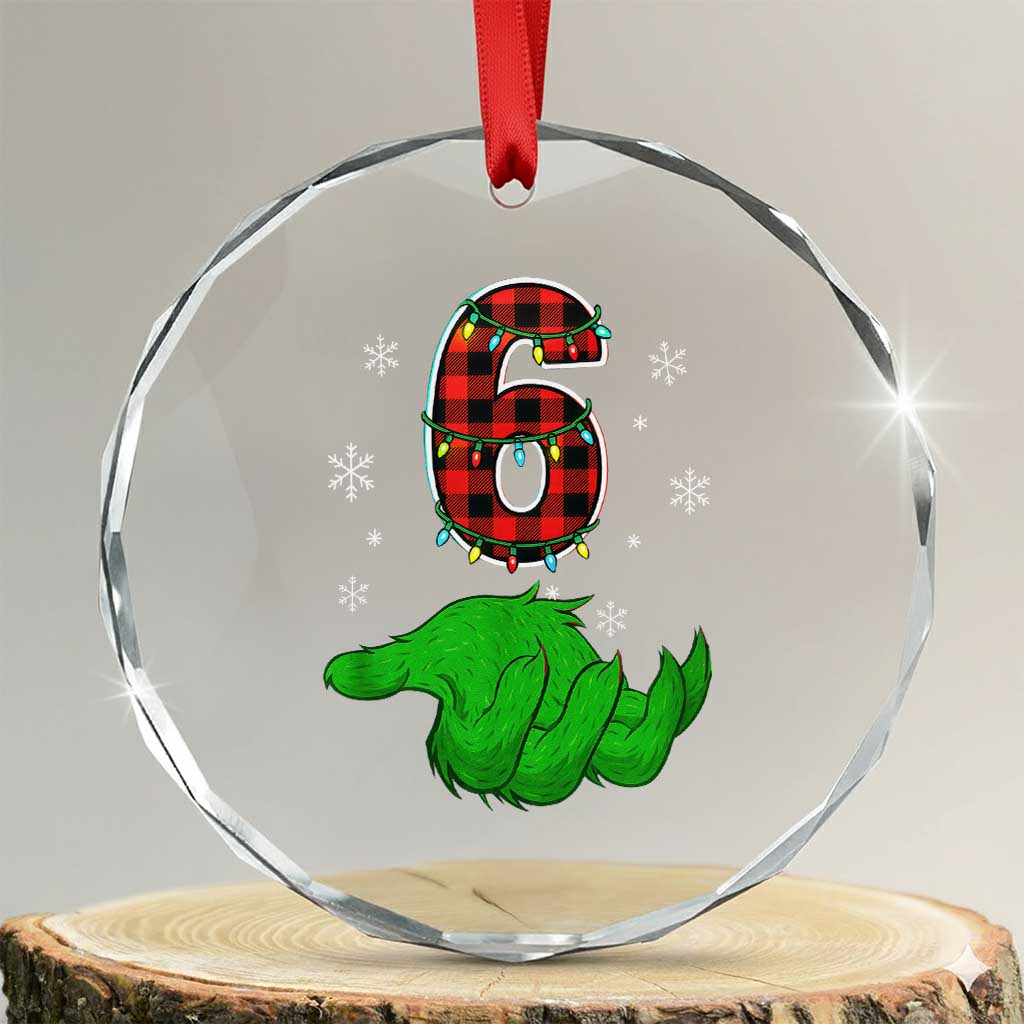 Number 6 Matching 67 Christmas Crystal Glass Ornament Red Plaid Xmas Pajamas Holiday Gen Alpha Slang Meme TS10 Transparent Glass 3'' Circle Print Your Wear