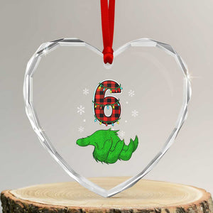 Number 6 Matching 67 Christmas Heart Crystal Glass Ornament Red Plaid Xmas Pajamas Holiday Gen Alpha Slang Meme TS10 Transparent Glass 3'' Heart Print Your Wear