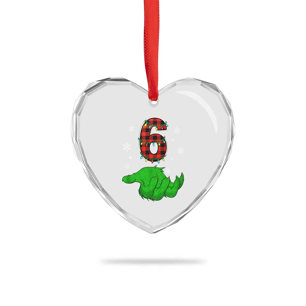 Number 6 Matching 67 Christmas Heart Crystal Glass Ornament Red Plaid Xmas Pajamas Holiday Gen Alpha Slang Meme TS10 Print Your Wear